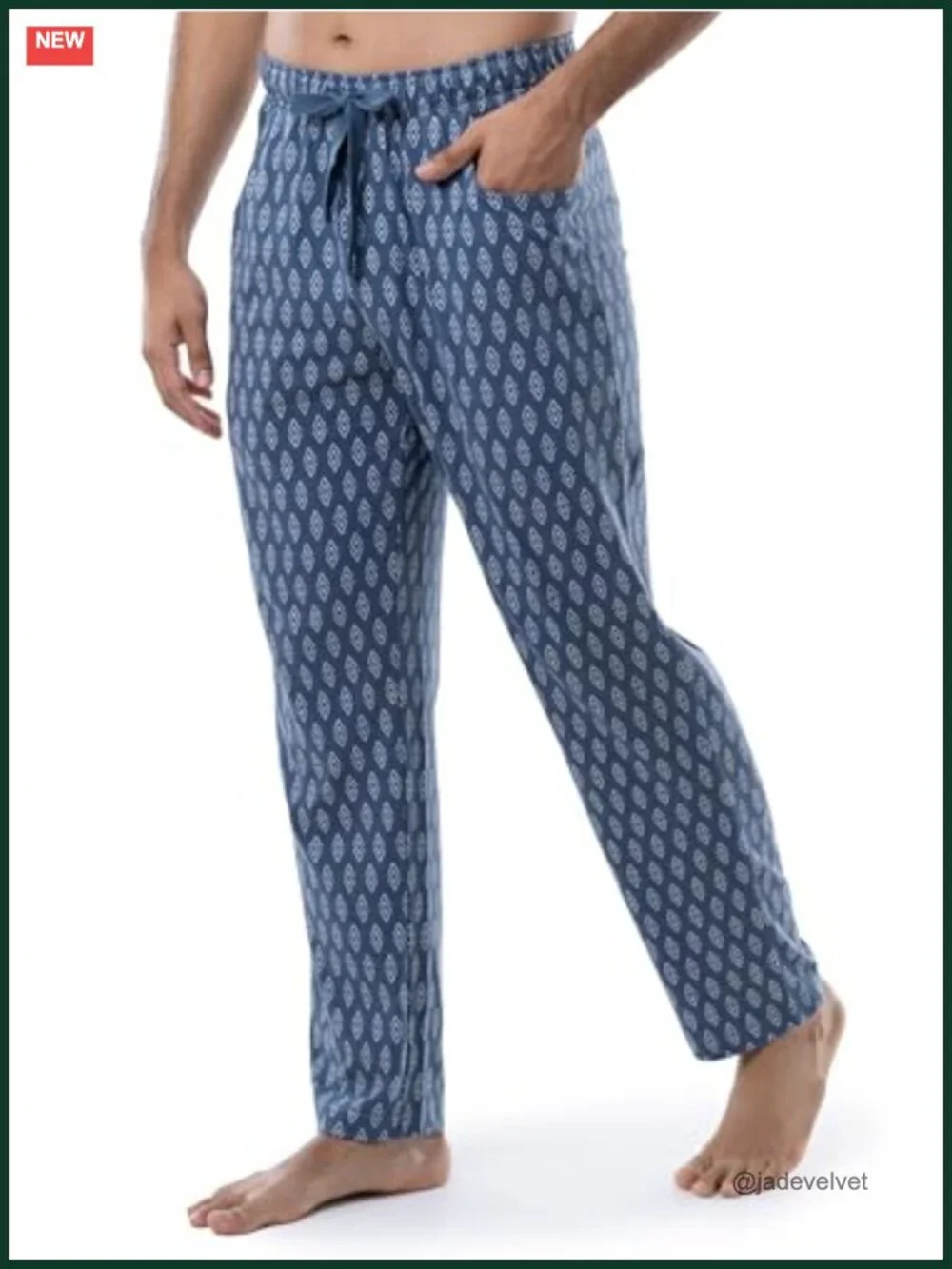 Relaxed Fit Cotton Blend Pajama Sleep Set with 6 Pockets